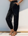 Pocketed Lace Elastic Waist Pants