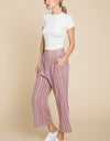 Cotton Bleu by Nu Lab Striped Elastic Waist Wide Leg Pants