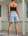 Buttoned Raw Hem Denim Shorts