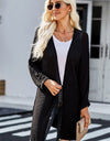 Side Slit Open Front Knit Longline Cardigan