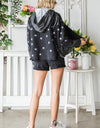 Veveret Star Embroidered Hooded Denim Jacket