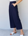 And The Why In The Mix Full Size Pleated Detail Linen Pants in Dark Navy