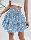 Smocked Layered Printed Mini Skirt