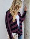 Striped Dolman Sleeve Open Front Cardigan