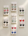 3 Piece Acrylic Heart Stud Earrings