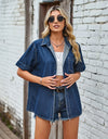 Pocketed Button Up Short Sleeve Denim Shirt