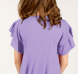 Round Neck Petal Sleeve Dress