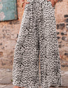 Leopard Drawstring Wide Leg Pants