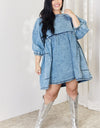 HEYSON Full Size Oversized Denim Babydoll Dress