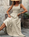 Smocked Scoop Neck Sleeveless Tank Dress