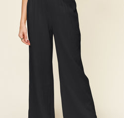 Double Take Full Size Texture Smocked Waist Wide Leg Pants