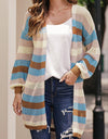 Full Size Striped Long Sleeve Openwork Cardigan