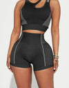 Asymmetrical Neck Striped Tank and Shorts Active Set