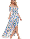 Floral Off-Shoulder Slit Maxi Dress