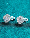 925 Sterling Silver Inlaid 2 Carat Moissanite Square Stud Earrings