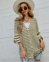 Striped Button Up Long Sleeve Cardigan