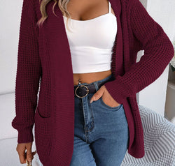 Open Front Long Sleeve Cardigan with Pockets