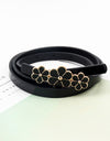 Flower Decor Skinny PU Belt