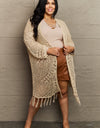 HEYSON Boho Chic Full Size Western Knit Fringe Cardigan