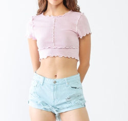 LITZ LA Distressed Ripped Denim Shorts