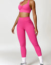 Ruched Halter Neck Bra and Pocketed Leggings Active Set