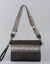 Geometric Straw Weave Crossbody Bag