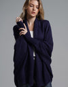 Dolman Sleeve Open Front Ribbed Trim Longline Cardigan