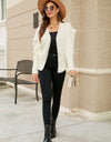 Woven Right Puff Sleeve V-Neck Fuzzy Cardigan