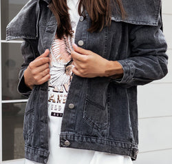 Collared Neck Button Down Denim Jacket