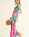 And The Why Full Size Striped Smocked Sleeveless Jumpsuit