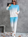 Gradient Round Neck Sweatshirt and Joggers Set