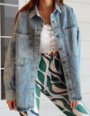 Button Down Collared Neck Denim Jacket