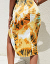 Printed Ruched Midi Skirt