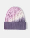 Contrast Tie-Dye Cable-Knit Cuffed Beanie