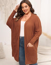 Plus Size Open Front Cardigan With Pockets