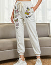 Tie Front Butterfly Graphic Long Pants