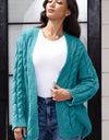 Open Front Cable-Knit Cardigan