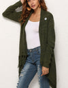 One-Button Tassel Tie Asymmetrical Hem Cardigan