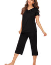 V-Neck Short Sleeve Top and Pants Lounge Set