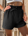 Pocketed Double Buckle High Waist Shorts