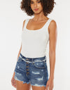 Kancan Distressed Button Fly Denim Shorts