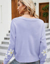 Floral Ribbed Trim Drop Shoulder Cardigan