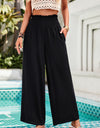 Smocked Wide Leg Pants with Pockets