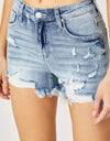 RISEN High Waist Distressed Denim Shorts