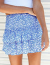 Printed Frill Trim Smocked Mini Skirt