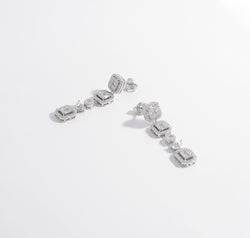 925 Sterling Silver Inlaid Zircon Geometric Dangle Earrings