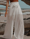 Smocked Tied Wide Leg Pants