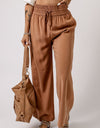 Drawstring Smocked Waist Wide Leg Pants