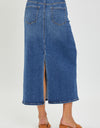 RISEN High Rise Back Slit Denim Skirt