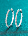 Moissanite Rhodium-Plated Hoop Earrings